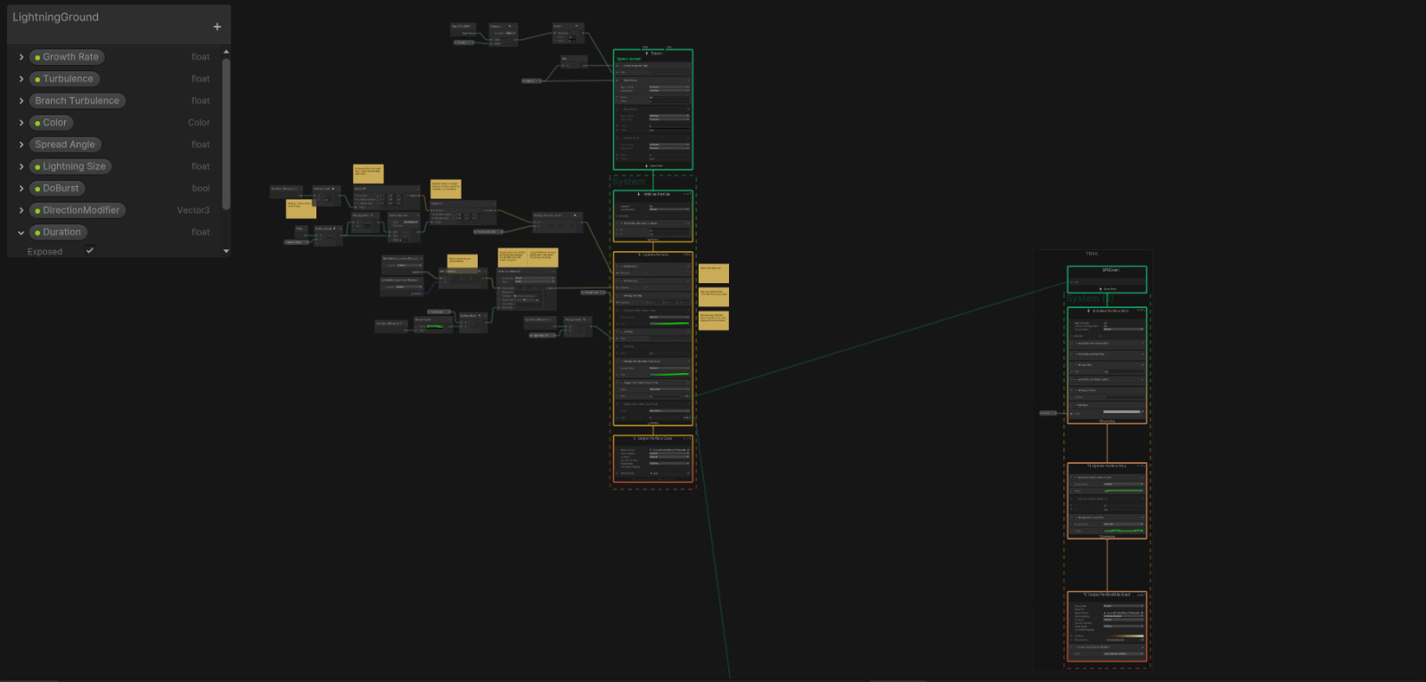 Particle system graph for the alchemy energy trails.